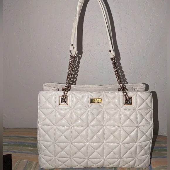 Kate Spade NY Sedgewick Place Phoebe Shoulder Bag Purse Quilted Cream Ivory - Picture 8 of 15